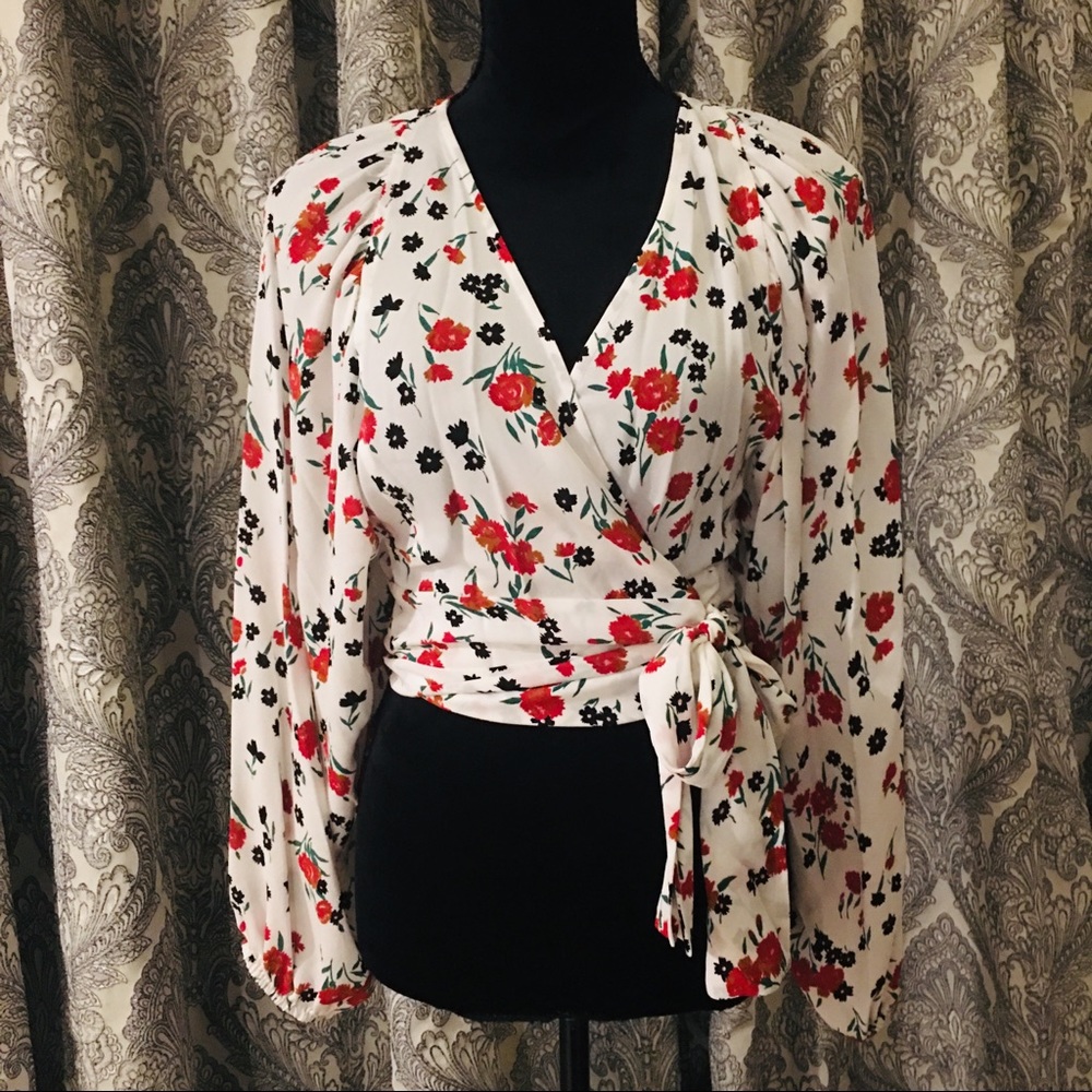 SILK A.L.C. CARLA FLORAL WRAPPED CROPPED TOP NWT